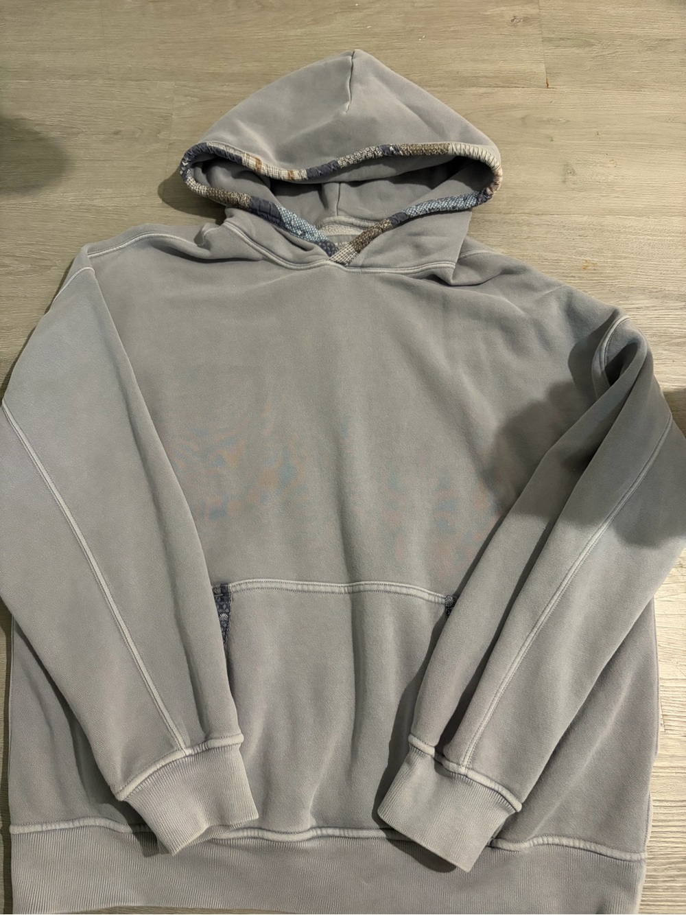 Abercrombie & Fitch Floral Patchwork Essential Popover Hoodie M Blue ish gray